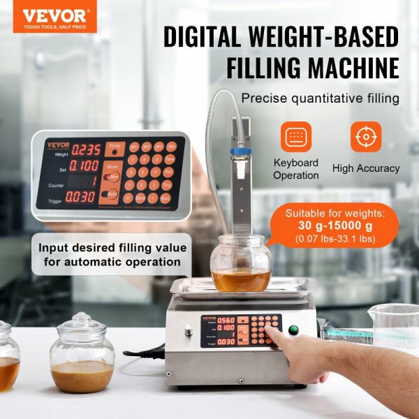 Liquid Filling Machine, 30-15000 g Weighing Capacity, Automatic Bottle Filler Machine Bottling Machine Digital Control for Milk, Water, Oil, Wine, Beverage, Detergent, Shampoo (Single Nozzle)  |   Filling & Sealing Machine Filling & Sealing Machine Filling & Sealing Machine