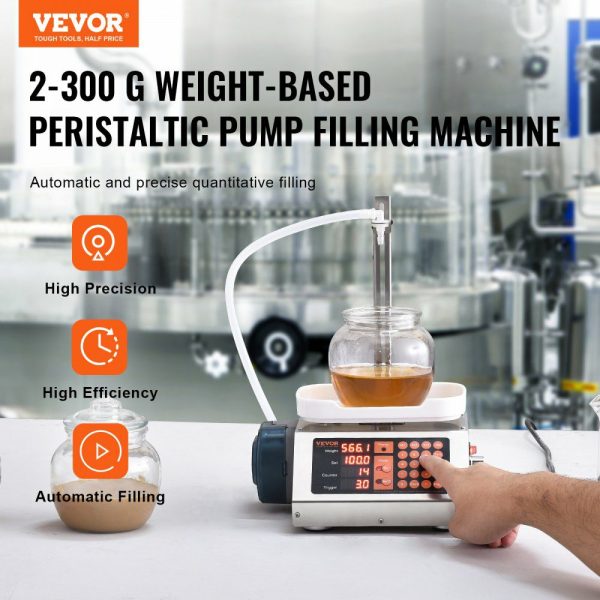 Liquid Filling Machine, 5-300 g Weighing Capacity, Automatic Bottle Filler Machine, Bottling Machine Peristaltic Pump Digital Control for Milk, Water, Wine, Beverage, Soy Sauce (Single Nozzle)  |   Filling & Sealing Machine Filling & Sealing Machine Filling & Sealing Machine