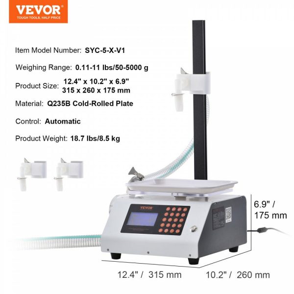 Liquid Filling Machine, 50-5000 g Weighing Capacity, Automatic Bottle Filler Machine Bottling Machine Gear Pump Digital Control for Honey, Oil, Wine, Detergent, Viscous Liquids (Single Nozzle)  |   Filling & Sealing Machine Filling & Sealing Machine Filling & Sealing Machine