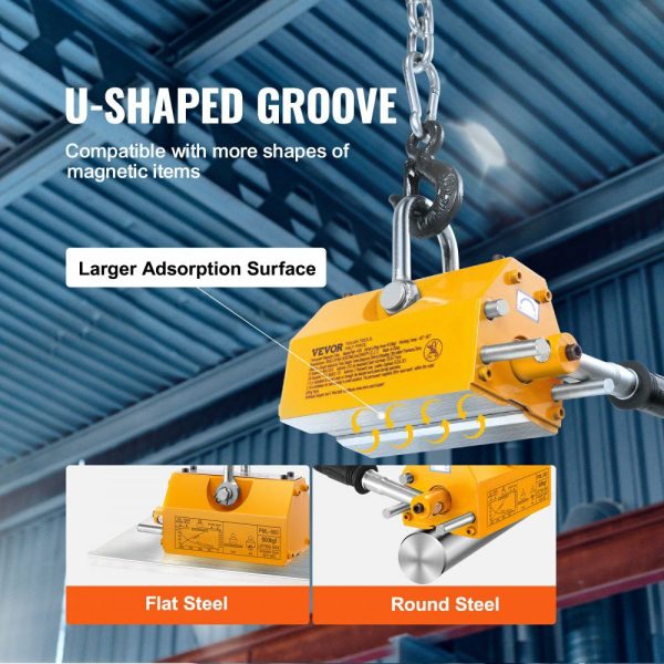 Magnetic Lifter, 1320 lbs/600kg Pulling Capacity, 2.5 Safety Factor, Steel and Neodymium, Lifting Magnet with Release, Permanent Lift Magnets, Heavy Duty Magnet for Hoist, Block, Shop Crane  |   Hoists & Winches & Rigging Hoists & Winches & Rigging Hoists & Winches & Rigging