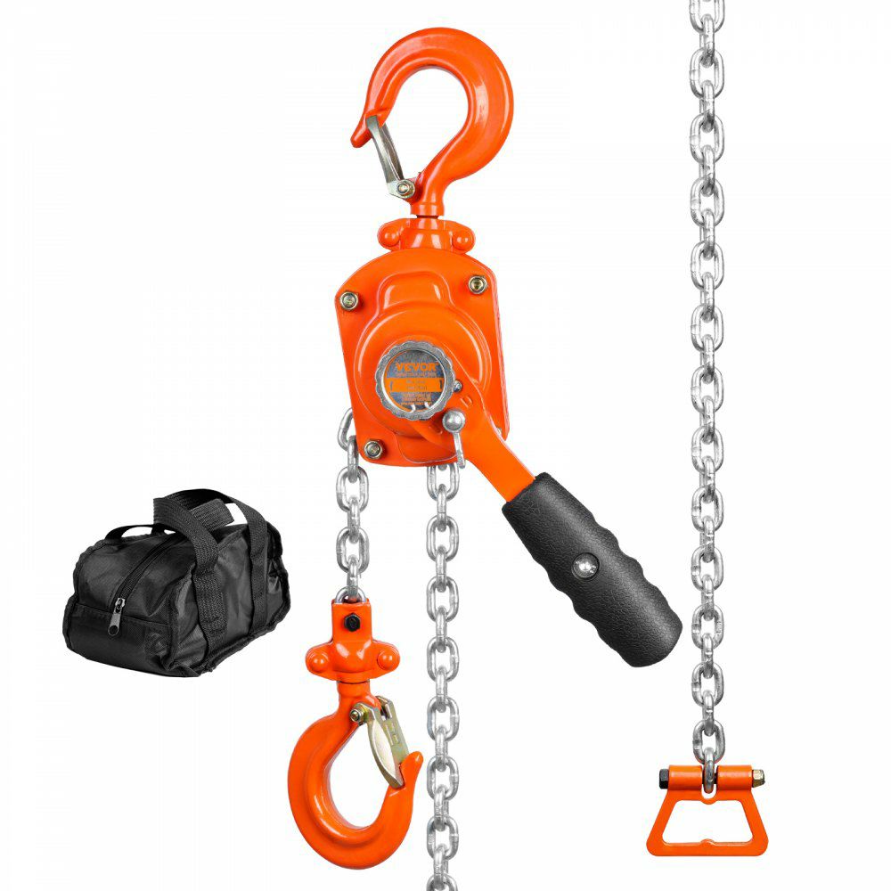 Manual Lever Chain Hoist, 1/2 Ton 1100 lbs Capacity 5 FT Come Along, G80 Galvanized Carbon Steel with Weston Double-Pawl Brake, Auto Chain Leading & 360° Rotation Hook, for Garage Factory Dock  |   Hoists & Winches & Rigging Hoists & Winches & Rigging Hoists & Winches & Rigging