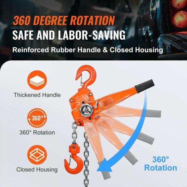 Manual Lever Chain Hoist, 3 Ton 6600 lbs Capacity 10 FT Come Along, G80 Galvanized Carbon Steel with Weston Double-Pawl Brake, Auto Chain Leading & 360° Rotation Hook, for Garage Factory Dock  |   Hoists & Winches & Rigging Hoists & Winches & Rigging Hoists & Winches & Rigging