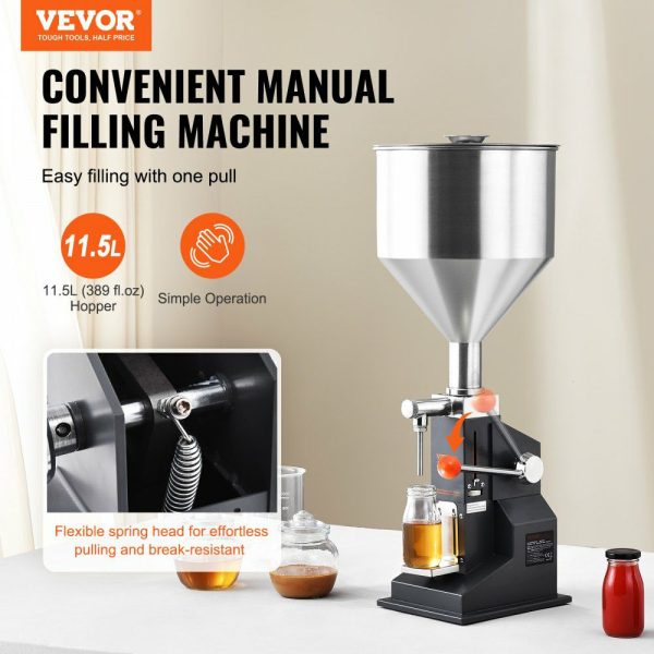 Manual Paste Liquid Filling Machine, 5-100ml Bottle Filler, Adjustable Bottle Filling Machine, Stainless Steel Liquid Filler with Hopper for Milk Water Juice Essential Oil Shampoo Cosmetic Honey  |   Filling & Sealing Machine Filling & Sealing Machine Filling & Sealing Machine