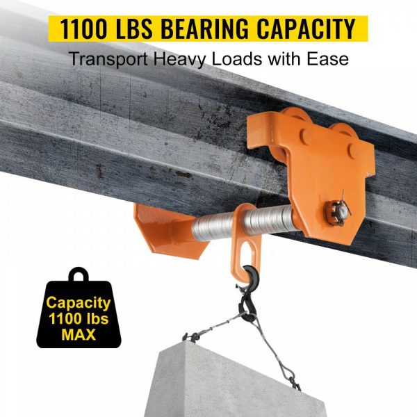 Manual Trolley, 1100 LBS/0.5T Load Capacity Beam Trolley, 2.5-8 inch Adjustable Width Push Beam with Dual Wheels  |   Hoists & Winches & Rigging Hoists & Winches & Rigging Hoists & Winches & Rigging