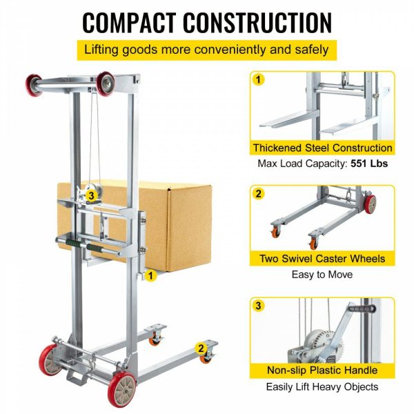 Manual Winch Stacker Material Lift 63″ Max Height 551 lbs Capacity Lift  |   Hoists & Winches & Rigging Hoists & Winches & Rigging Hoists & Winches & Rigging