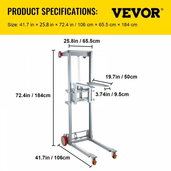 Manual Winch Stacker Material Lift 63″ Max Height 551 lbs Capacity Lift  |   Hoists & Winches & Rigging Hoists & Winches & Rigging Hoists & Winches & Rigging