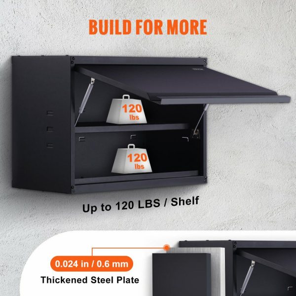 Metal Storage Cabinet, 120lbs Load Capacity per Shelf, 20” Tall Wall-Mounted Powder-Coating Steel Garage Cabinet with Adjustable Shelf, Press to Lock & Open Door, Perfect for Office Home Garage  |   Shelving & Storage Material Handling Shelving & Storage