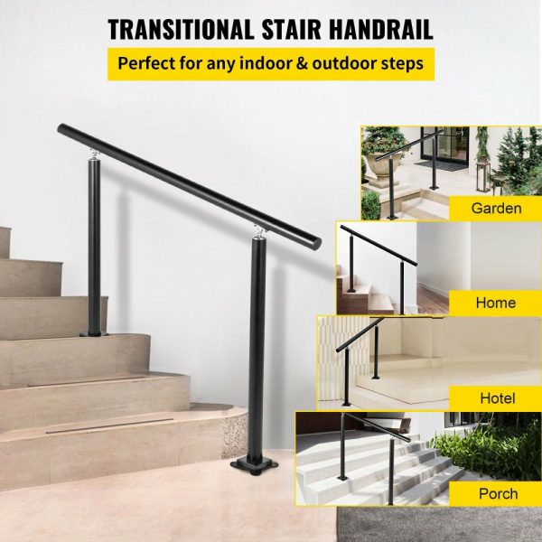 Outdoor Stair Railing Kit, 3 FT Handrails 1-3 Steps, Adjustable Angle Black Aluminum Stair Hand Rail for The Elderly, Handrails for Outdoor Steps Black |   Stair Handrail Building & Construction Black