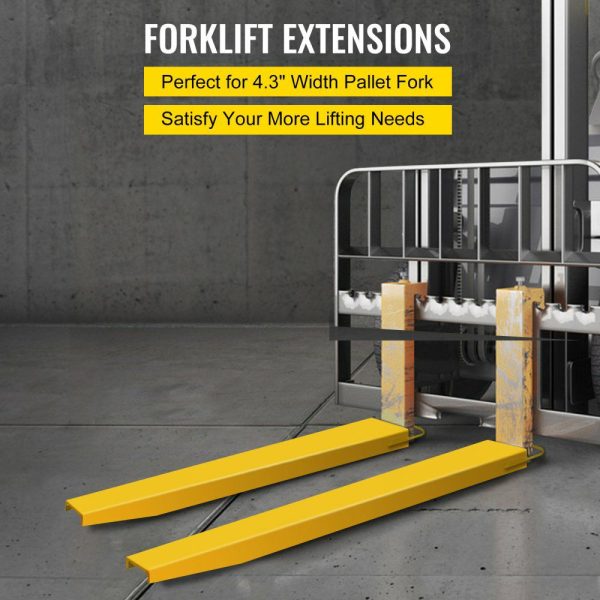 Pallet Fork Extension 84 Inch Length 4.5 Inch Width, Heavy Duty Alloy Steel Fork Extensions for forklifts, 1 Pair Forklift Extension, Yellow  |   Pallet Moving Equipment & Accessories Material Handling Pallet Moving Equipment & Accessories