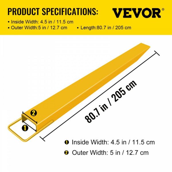 Pallet Fork Extension 84 Inch Length 4.5 Inch Width, Heavy Duty Alloy Steel Fork Extensions for forklifts, 1 Pair Forklift Extension, Yellow  |   Pallet Moving Equipment & Accessories Material Handling Pallet Moving Equipment & Accessories