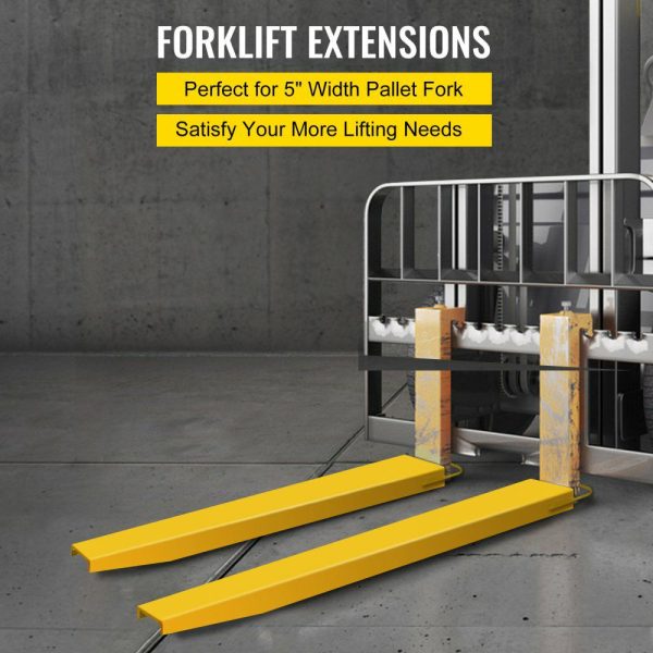 Pallet Fork Extension 96 Inch Length 5 Inch Width, Heavy Duty Alloy Steel Fork Extensions for forklifts, 1 Pair Forklift Extension, Yellow  |   Pallet Moving Equipment & Accessories Material Handling Pallet Moving Equipment & Accessories