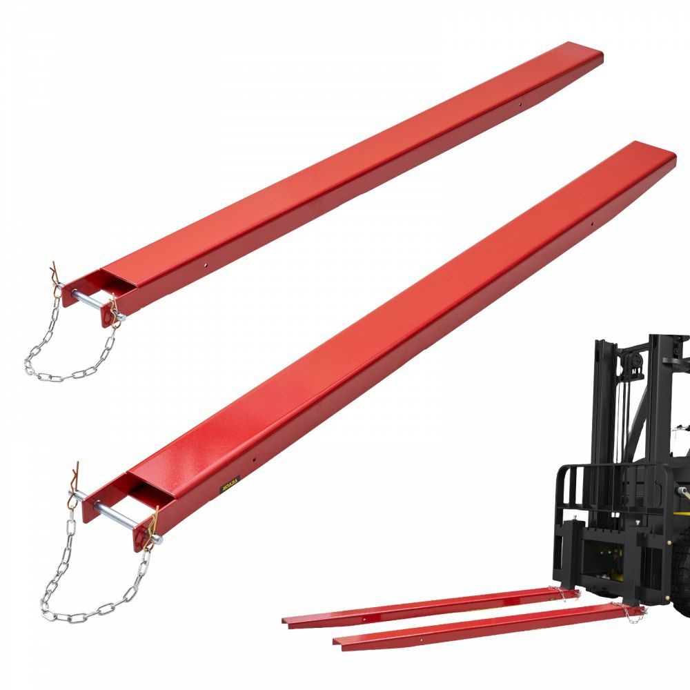 Pallet Fork Extensions, 82″ Length 4.5″ Width, Heavy Duty Carbon Steel Fork Extensions for Forklifts, 1 Pair Forklift Extensions with Pins, Forklift Fork Attachments for Forklift Truck, Red  |   Pallet Moving Equipment & Accessories Material Handling Pallet Moving Equipment & Accessories