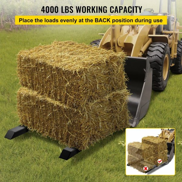 Pallet Forks 42.9″ 4000 Lbs Max, Clamp On Tractor Bucket Forks with Adjustable Stabilizer Bar, Heavy Duty Front Loader Forks 58.7″ Total Length, Fork Attachment for Skid Steer, Loader Bucket  |   Pallet Moving Equipment & Accessories Material Handling Pallet Moving Equipment & Accessories