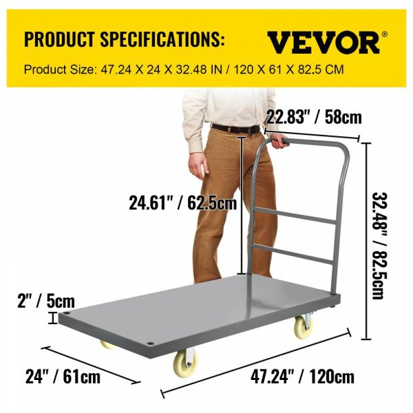 Platform Truck 2000 lbs Capacity 47″ x 24″ x 32″ Flatbed Cart Hand Truck  |   Dollies & Movers Dollies & Movers Dollies & Movers