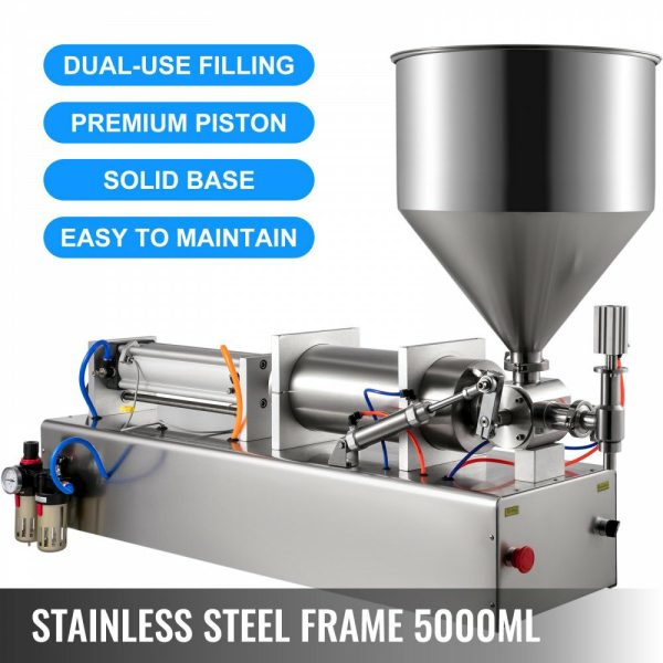 Pneumatic Liquid Paste Filling Machine 1000-5000ml, Dual-use Cream Paste Filling Machine 40L Hopper, Paste Filler Stainless Steel Piston for Toothpaste Cream Shampoo  |   Filling & Sealing Machine Filling & Sealing Machine Filling & Sealing Machine