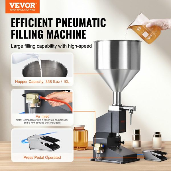 Pneumatic Paste Liquid Filling Machine, 5-50ml Bottle Filler, Bottle Filling Machine, Stainless Steel Liquid Filler with Pedal for Milk Water Juice Essential Oil Shampoo Cosmetic Honey Lotion  |   Filling & Sealing Machine Filling & Sealing Machine Filling & Sealing Machine