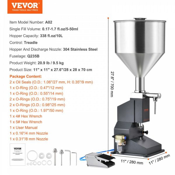 Pneumatic Paste Liquid Filling Machine, 5-50ml Bottle Filler, Bottle Filling Machine, Stainless Steel Liquid Filler with Pedal for Milk Water Juice Essential Oil Shampoo Cosmetic Honey Lotion  |   Filling & Sealing Machine Filling & Sealing Machine Filling & Sealing Machine