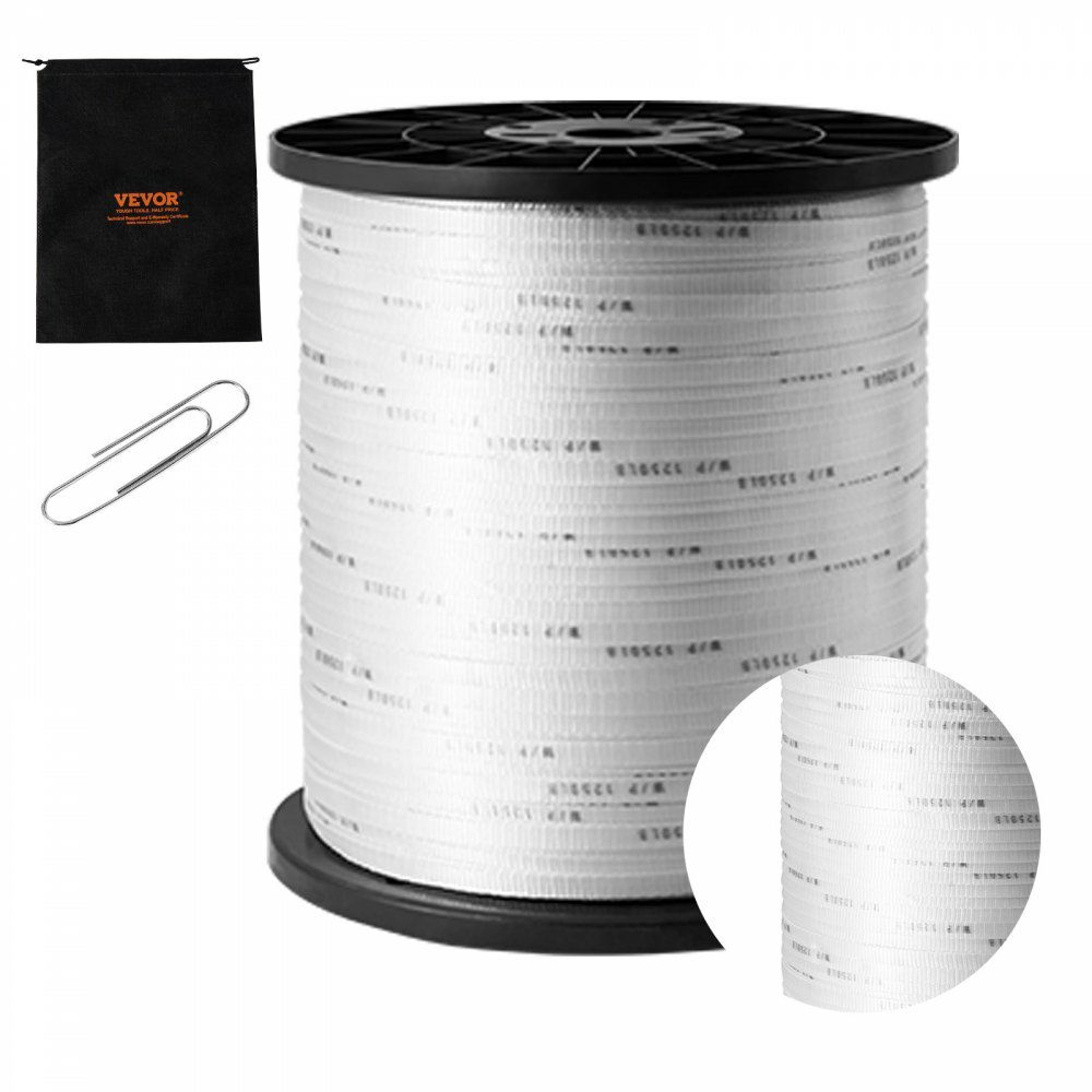 Polyester Pull Tape, 1/2″ x 5249′ Mule Tape Flat Rope, 1250 lbf Tensile Capacity, Printed Webbing Cable Pulling Tape for Packaging, Gardening, Commercial Electrical, Conduit Work, White  |   Chain & Wire & Rope Chain & Wire & Rope Chain & Wire & Rope