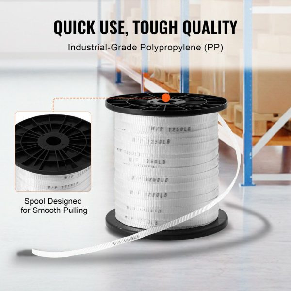 Polyester Pull Tape, 1/2″ x 528′ Mule Tape Flat Rope, 1250 lbf Tensile Capacity, Printed Webbing Cable Pulling Tape for Packaging, Gardening, Commercial Electrical, Conduit Work, White  |   Chain & Wire & Rope Chain & Wire & Rope Chain & Wire & Rope