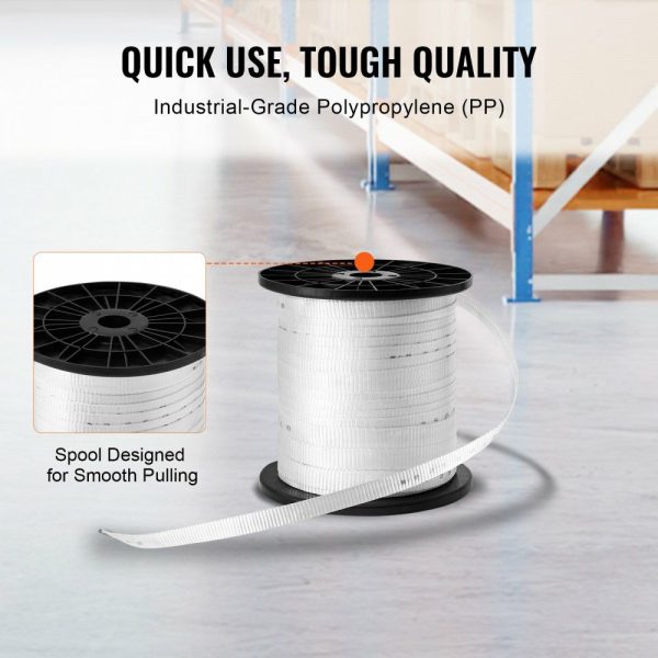 Polyester Pull Tape, 3/4″ x 318′ Mule Tape Flat Rope, 2500 lbf Tensile Capacity, Printed Webbing Cable Pulling Tape for Packaging, Gardening, Commercial Electrical, Conduit Work, White  |   Chain & Wire & Rope Chain & Wire & Rope Chain & Wire & Rope