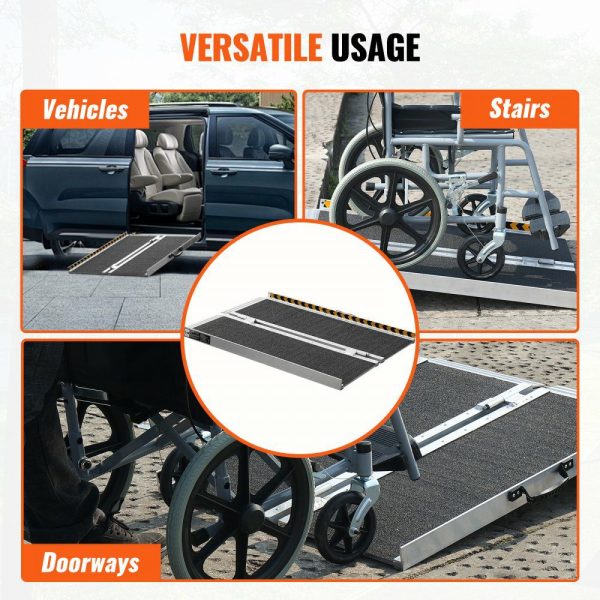 Portable Wheelchair Ramp, 2 ft 800 lbs Capacity, Non-Slip Aluminum Folding Threshold Ramp, Foldable Mobility Scooter Ramp Wheel Chair Ramp, Handicap Ramp for Home Steps, Stairs, Doorways, Curbs  |   Ramps & Ladders Material Handling Ramps & Ladders