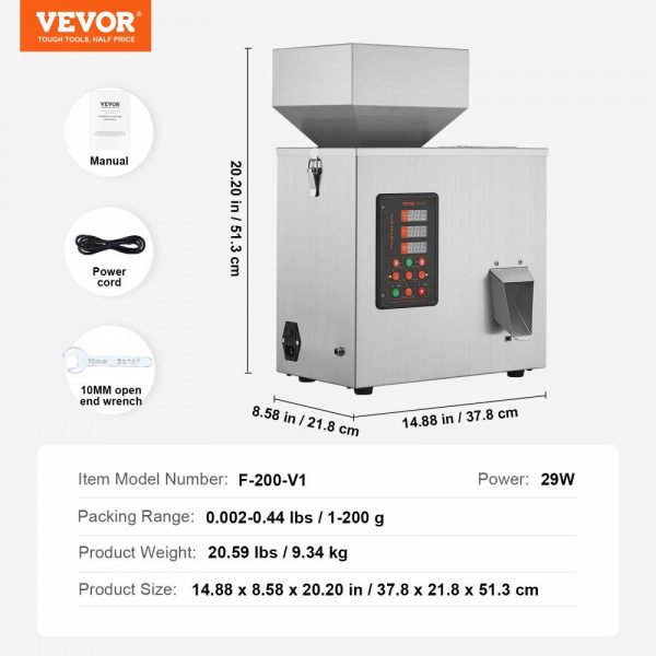 Powder Filling Machine, 0.002-0.44lbs/1-200g, Automatic Intelligent Particle Weighing Filling Machine, Bottle Bag Powder Filler Particle Dispenser for Tea Seeds Grains Powder Flour Beans Glitter  |   Filling & Sealing Machine Filling & Sealing Machine Filling & Sealing Machine