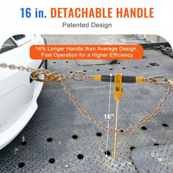 Ratchet Chain Binder, 3/8″-1/2″ Heavy Duty Load Binders, with G80 Hooks 12000 lbs Secure Load Limit, Labor-saving Anti-skid Handle, Tie Down Hauling Chain Binders for Flatbed Truck Trailer, 4 Pc  |   Hoists & Winches & Rigging Hoists & Winches & Rigging Hoists & Winches & Rigging