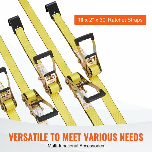 Ratchet Tie Down Straps (10PK), 10000 lb Break Strength, Endless Ratchet with 10 Premium 2″ x 30′ Tie Downs Heavy Duty, Track Spring Fittings for Moving Securing Cargo, Appliances, Motorcycle  |   Cargo Control Cargo Control Cargo Control