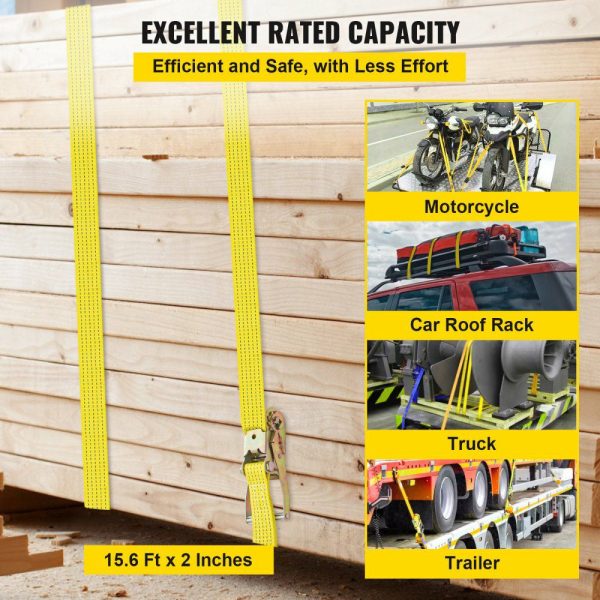 Ratchet Tie Down Straps, 2” x 15.6′ Heavy Duty Ratchet Straps with Snap Hooks, 4000 lbs Working Load, 4 Pack Tie Down Set Includes 8 Axle Straps for Moving Motorcycle, Cargo & Daily Use  |   Cargo Control Cargo Control Cargo Control