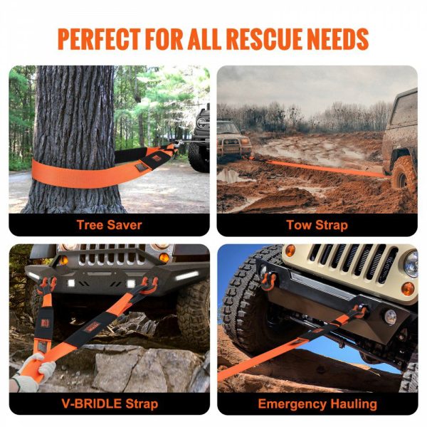 Recovery Tow Strap 3 inches, 8 feet 36,000 lbs Break Strength, Triple Reinforced Loop Straps, Tree Saver, Winch Line Extension Strap, Off Road Towing and Recovery, Extreme Weather Resistance  |   Cargo Control Cargo Control Cargo Control