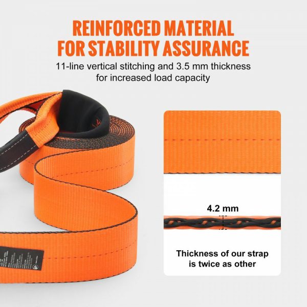 Recovery Tow Strap 4″ x 30′, 46,500 lbs Break Strength, Triple Reinforced Loop Straps, Tree Saver, Off Road Towing and Recovery, Extreme Weather Resistance, Protective Sleeves & Storage Bag  |   Cargo Control Cargo Control Cargo Control