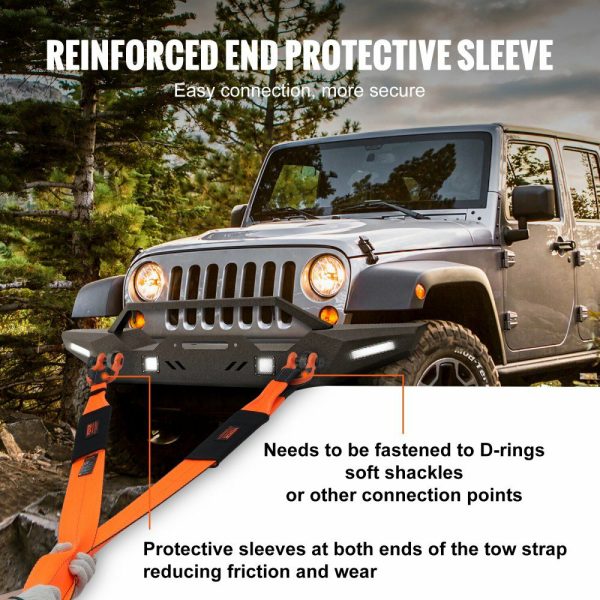 Recovery Tow Strap 4″ x 30′, 46,500 lbs Break Strength, Triple Reinforced Loop Straps, Tree Saver, Off Road Towing and Recovery, Extreme Weather Resistance, Protective Sleeves & Storage Bag  |   Cargo Control Cargo Control Cargo Control