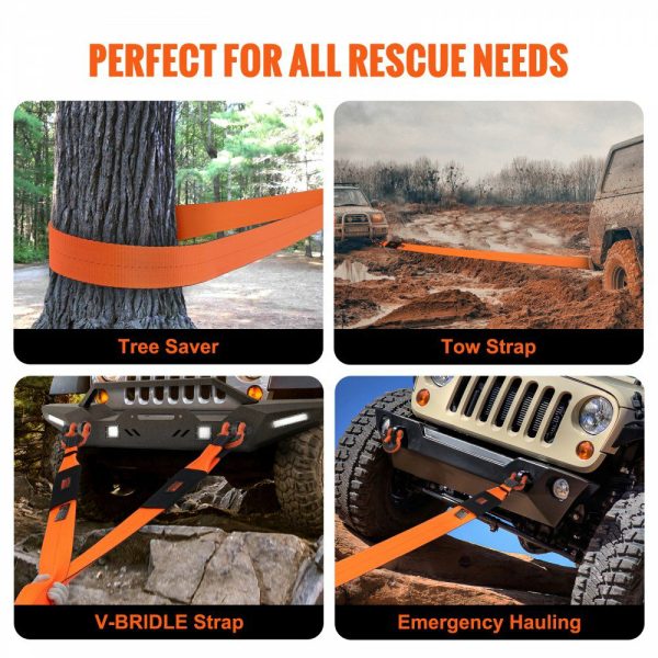 Recovery Tow Strap 4″ x 30′, 46,500 lbs Break Strength, Triple Reinforced Loop Straps, Tree Saver, Off Road Towing and Recovery, Extreme Weather Resistance, Protective Sleeves & Storage Bag  |   Cargo Control Cargo Control Cargo Control