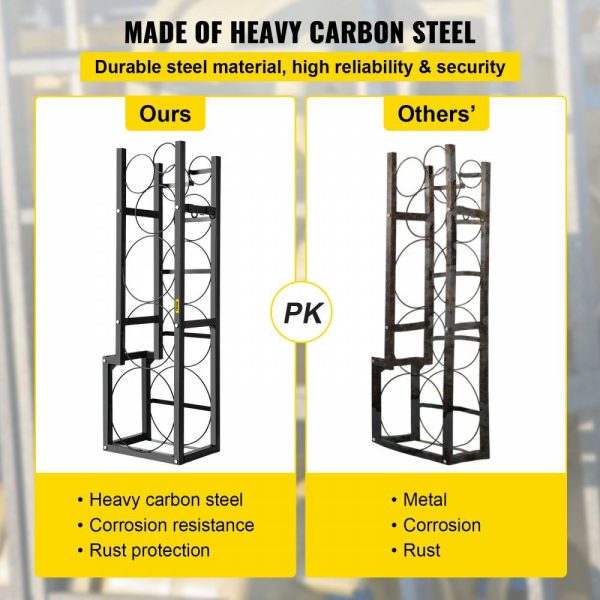 Refrigerant Tank Rack with 1-50lb 2-30lb and 3 Small Bottles Cylinder Tank Rack 1220mm Refrigerant Cylinder Rack Gas Cylinder Racks and Holders for Gas Oxygen Nitrogen Storage  |   Shelving & Storage Material Handling Shelving & Storage