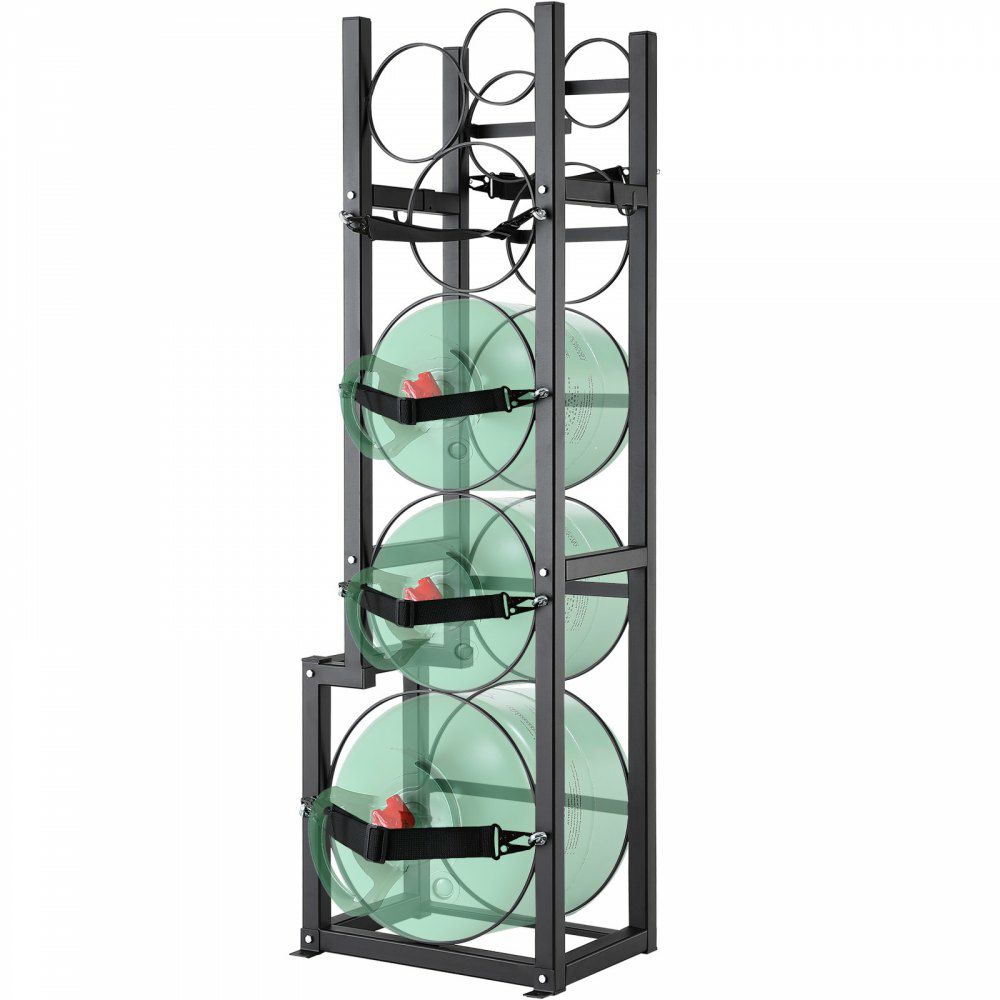 Refrigerant Tank Rack, with 1 x 50lb, 2 x 30lb and Other 3 Small Bottle Tanks, Cylinder Tank Rack 15.55×12.99×49.8 in, Refrigerant Cylinder Rack and Holders for Freon, Gases, Oxygen, Nitrogen  |   Shelving & Storage Material Handling Shelving & Storage