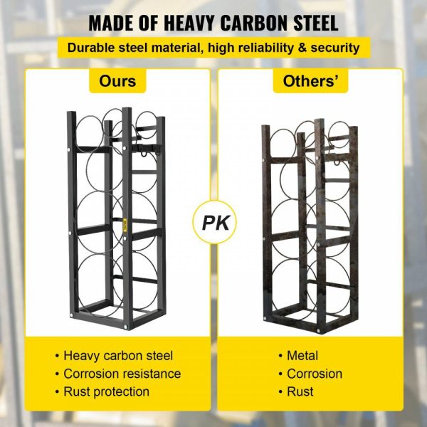 Refrigerant Tank Rack with 2-30lb and Other 3 Saving Space Cylinder Tank Rack 889mm Refrigerant Cylinder Rack Gas Cylinder Racks and Holders for Gas Oxygen Nitrogen Storage  |   Shelving & Storage Material Handling Shelving & Storage