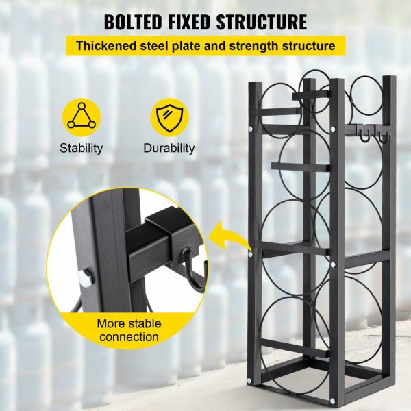 Refrigerant Tank Rack with 2-30lb and Other 3 Saving Space Cylinder Tank Rack 889mm Refrigerant Cylinder Rack Gas Cylinder Racks and Holders for Gas Oxygen Nitrogen Storage  |   Shelving & Storage Material Handling Shelving & Storage