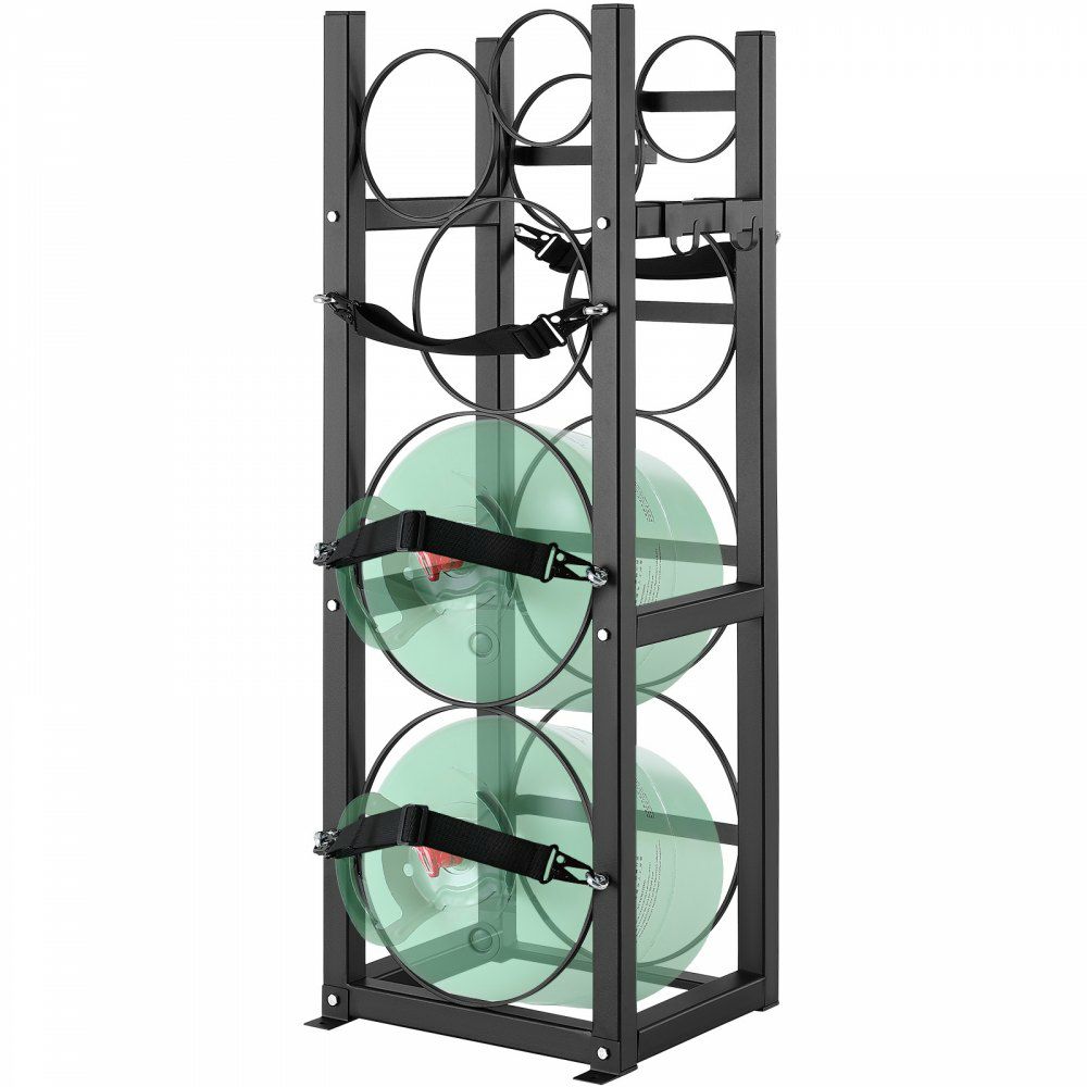 Refrigerant Tank Rack, with 2 x 30lbs and Other 3 Small Bottle Tanks, Cylinder Tank Rack 12.79×12.99×47.12 in, Refrigerant Cylinder Rack and Holders for Freon, Gases, Oxygen, Nitrogen  |   Shelving & Storage Material Handling Shelving & Storage