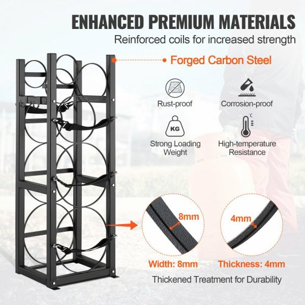 Refrigerant Tank Rack, with 2 x 30lbs and Other 3 Small Bottle Tanks, Cylinder Tank Rack 12.79×12.99×47.12 in, Refrigerant Cylinder Rack and Holders for Freon, Gases, Oxygen, Nitrogen  |   Shelving & Storage Material Handling Shelving & Storage