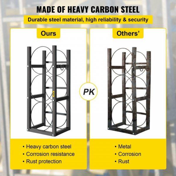 Refrigerant Tank Rack with 3-30lb Cylinder Saving Capacity Cylinder Tank Rack 826mm Refrigerant Cylinder Rack Gas Cylinder Racks and Holders for Gas Oxygen Nitrogen Storage  |   Shelving & Storage Material Handling Shelving & Storage