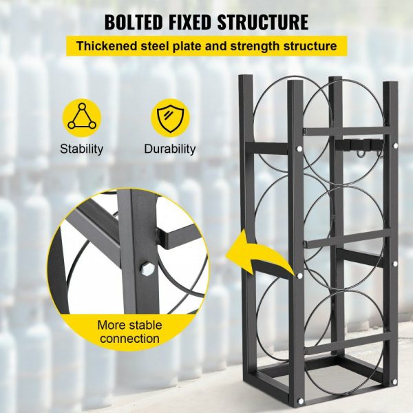 Refrigerant Tank Rack with 3-30lb Cylinder Saving Capacity Cylinder Tank Rack 826mm Refrigerant Cylinder Rack Gas Cylinder Racks and Holders for Gas Oxygen Nitrogen Storage  |   Shelving & Storage Material Handling Shelving & Storage