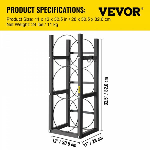 Refrigerant Tank Rack with 3-30lb Cylinder Saving Capacity Cylinder Tank Rack 826mm Refrigerant Cylinder Rack Gas Cylinder Racks and Holders for Gas Oxygen Nitrogen Storage  |   Shelving & Storage Material Handling Shelving & Storage