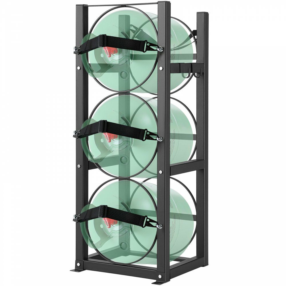 Refrigerant Tank Rack, with 3 x 30lbs Bottle Tanks, Cylinder Tank Rack 12.79×12.99×33.07 in, Refrigerant Cylinder Rack Gas Cylinder Racks and Holders for Freon, Gases, Oxygen, Nitrogen  |   Shelving & Storage Material Handling Shelving & Storage