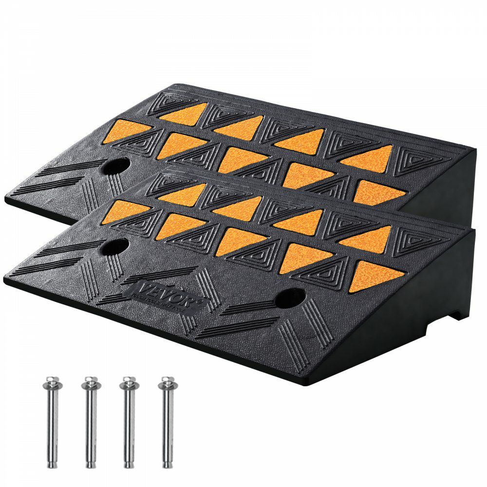 Rubber Curb Ramp 2 Pack, 4.3″ Rise Height Heavy-Duty 33069 lbs/15 T Capacity Threshold Ramps, Driveway Ramps with Stable Grid Structure for Cars, Wheelchairs, Bikes, Motorcycles  |   Ramps & Ladders Material Handling Ramps & Ladders