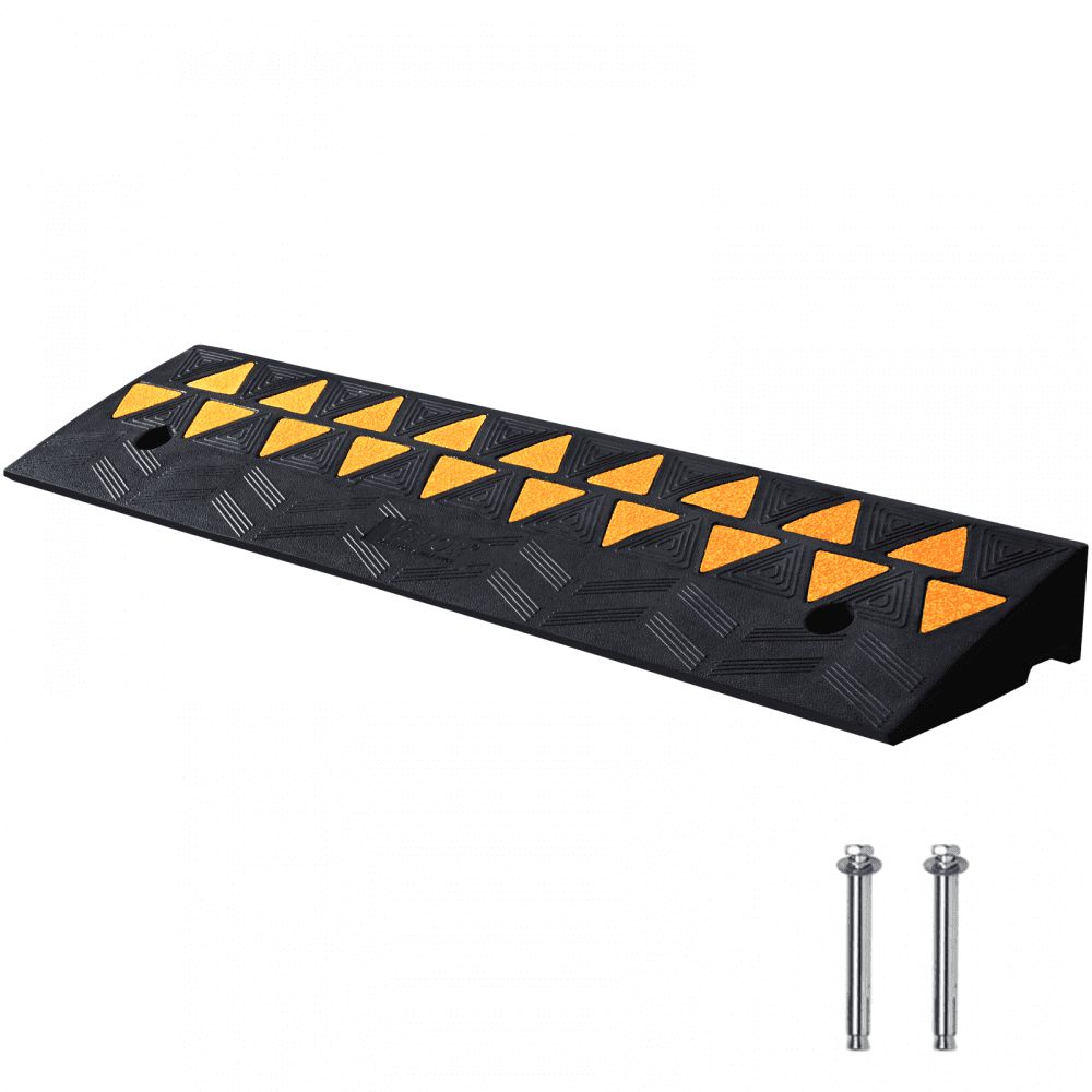 Rubber Curb Ramp 3.7″ Rise Height Sidewalk Curb Ramp, 10″ Width 39.4″ Length Driveway Ramp for Curb, 15T Heavy Duty Rubber Ramp for Forklifts, Trucks, Buses, Cars, Wheelchairs, Bikes  |   Ramps & Ladders Material Handling Ramps & Ladders