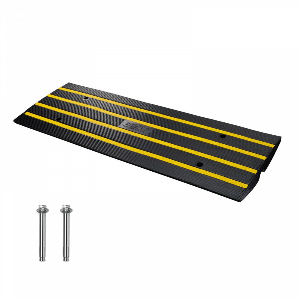 Rubber Curb Ramp for Driveway 1 Pack, 15T Heavy Duty Sidewalk Curb Ramp, 2.6″ Rise Height Cable Cover Curbside Bridge Ramp for Garage for Low Cars, Wheelchairs  |   Ramps & Ladders Material Handling Ramps & Ladders