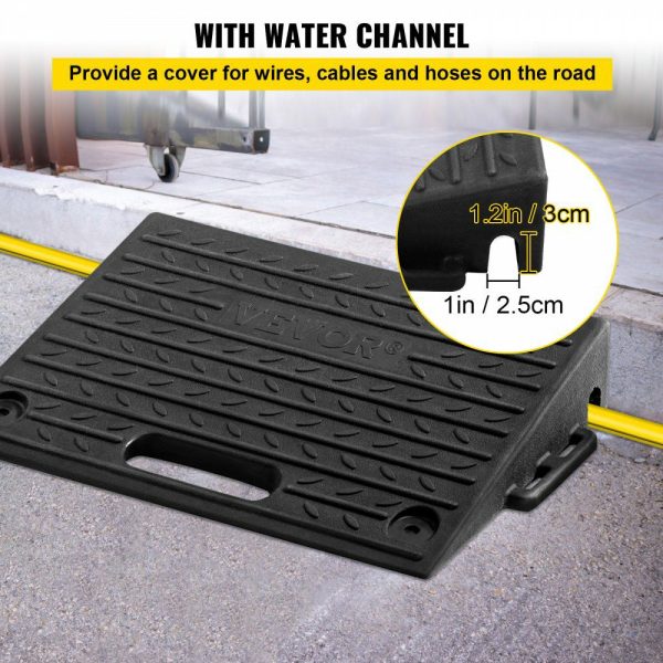 Rubber Threshold Ramp, 2 Packs 1 Channel Doorway Ramp, 4″ Rise Recycled Rubber Rated 11000 Lbs Load Capacity, Non-Slip Surface for Wheelchair and Scooter  |   Ramps & Ladders Material Handling Ramps & Ladders