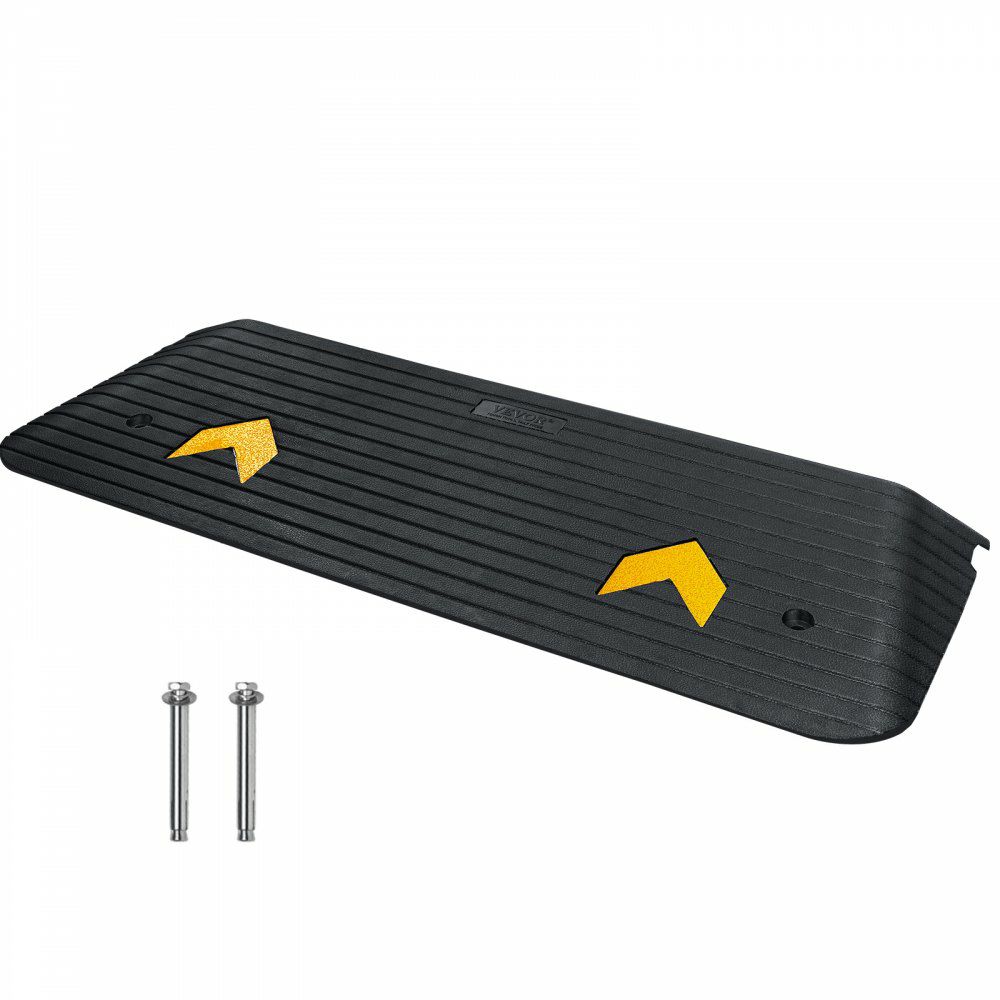 Rubber Threshold Ramp, 2″ Rise Threshold Ramp Doorway, Recycled Rubber Power Threshold Ramp Rated 33069 lbs Load Capacity, Non-Slip Surface Rubber Solid Threshold Ramp for Wheelchair and Scooter  |   Ramps & Ladders Material Handling Ramps & Ladders