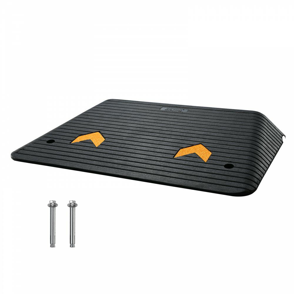 Rubber Threshold Ramp, 4″ Rise Wheelchair Ramp Doorway, Recycled Rubber Power Curb Ramp Rated 33069 Lbs Load Capacity, Non-Slip Textured Surface Rubber Ramp for Wheelchair Car Scooter  |   Ramps & Ladders Material Handling Ramps & Ladders