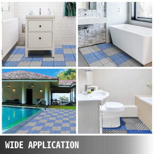 Rubber Tiles Interlocking 25 PCS Blue, Drainage Tiles 12x12x0.5 Inches, Deck Tiles Outdoor Floor Tiles, Outdoor Interlocking Tiles, Deck Flooring for Pool Shower Bathroom Deck Patio Garage Blue |   Interlocking Rubber Tiles Building & Construction Blue